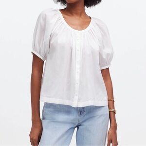 Madewell Women's Puff-Sleeve A-Line Top White L